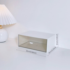 Simple white desktop storage box with transparent drawer design