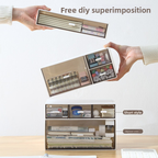 Simple white desktop storage box with transparent drawer design