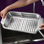 Heavy-duty stainless steel retractable sink strainer basket - adjustable size