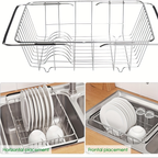 Stainless Steel Drain Basket - 3-in-1 Extendable Dish Drying Rack