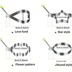 4-piece stainless steel egg mold set - heart-shaped, star shaped, floral, circular
