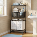 Wheeled storage rack, metal frame, dimensions 22.44 x 17.32 x 50.39 inches.