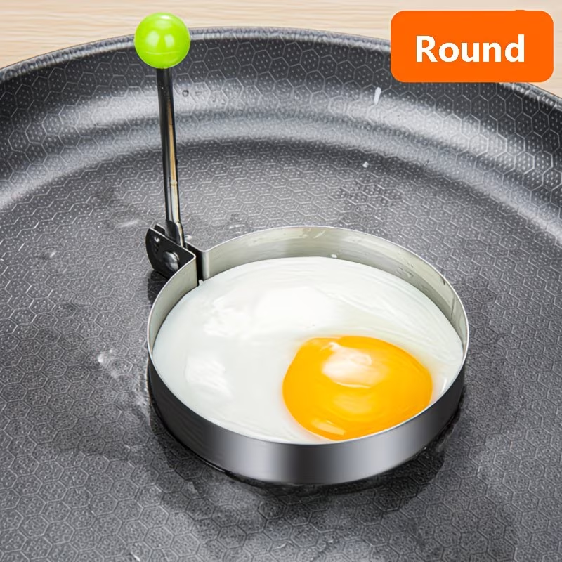 4-piece stainless steel egg mold set - heart-shaped, star shaped, floral, circular