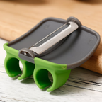 A stainless steel handheld peeler