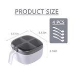 4-in-1 spice rack with lid and spoon - made of sturdy and durable plastic.