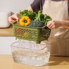 2-piece double-layer vegetable washing basin and drain basket kitchenware set