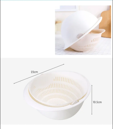 Single Piece Colander, Two-Tiered Draining Basket, Plastic Rotating Strainer, Reusable Washing Basket, Home Colander for The Kitchen, Fruit And Vegetable Washing Basket, Kitchen Items, Kitchen Tools, Kitchen Accessories, Without Battery