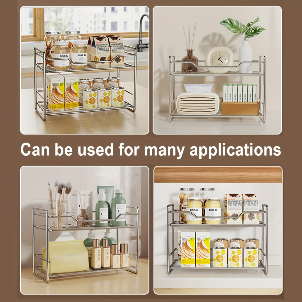 Double-layer stainless steel countertop storage rack/standing spice rack