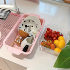 2 Adjustable Plastic Sink Drain Baskets - Retractable Kitchen Drain Rack with Handle