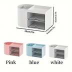 Desktop Pen Holder and Drawer Organizer - Double Drawer Stationery