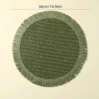 4/6-piece Bohemian Farmhouse Style Round Tassel Placemats