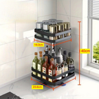 360° Rotating Kitchen Storage Rack - Durable Stainless Steel Spice Rack