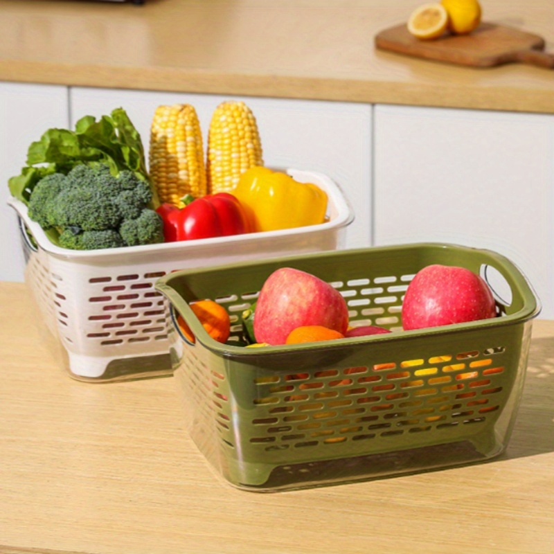 2-piece double-layer vegetable washing basin and drain basket kitchenware set
