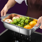 Heavy-duty stainless steel retractable sink strainer basket - adjustable size