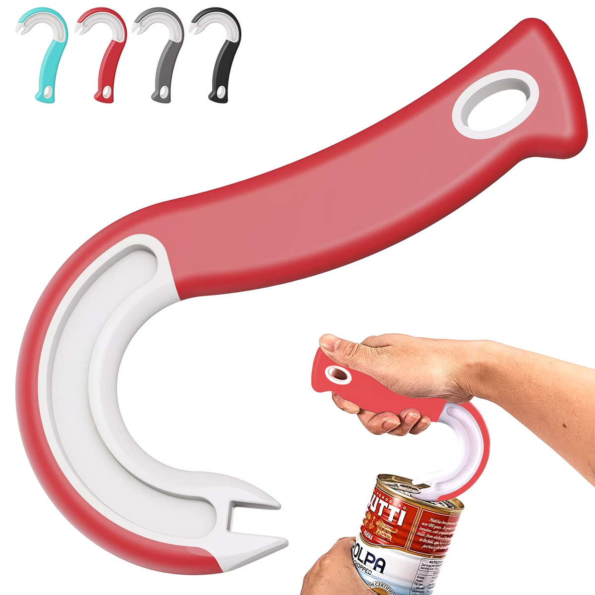 Easy to grip hook can opener - durable plastic
