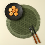 4/6-piece Bohemian Farmhouse Style Round Tassel Placemats