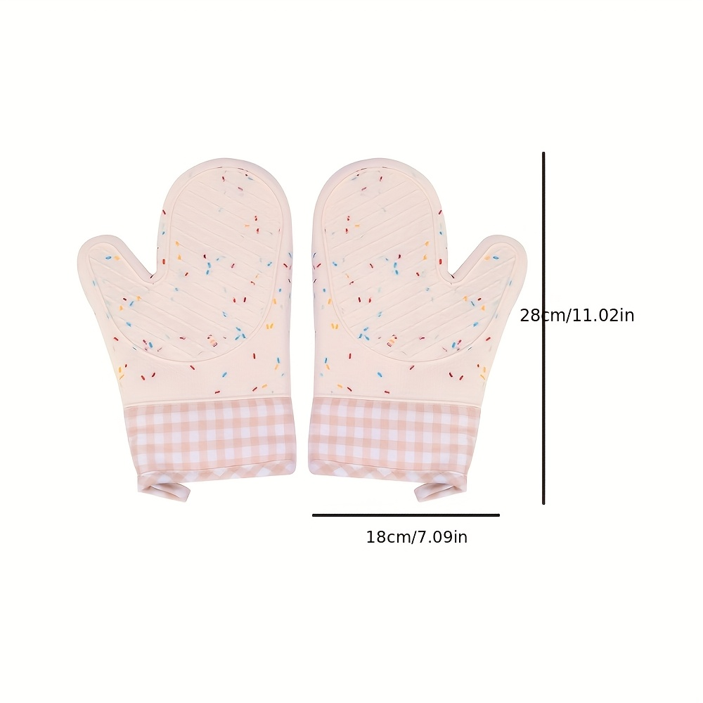 2-pack of silicone heat-resistant gloves - colorful sugar granule checkered pattern