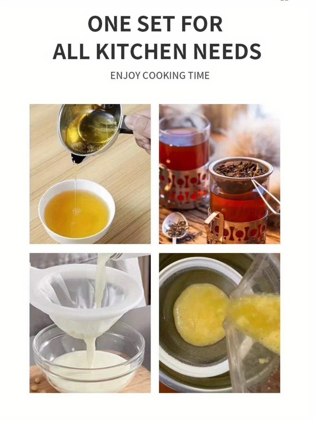 Multi-functional stainless steel fine mesh strainer - perfect for filtering coffee and tea.