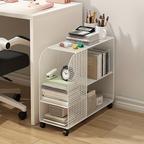 Under-desk rolling bookshelf storage rack - Heavy-duty metal rolling storage trolley