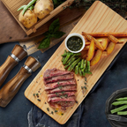 Salt and pepper grinder set, refillable salt grinder, comes with wooden tray and spoon.