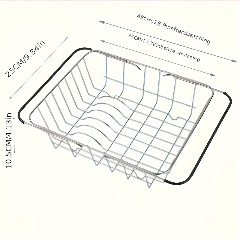 Stainless Steel Drain Basket - 3-in-1 Extendable Dish Drying Rack