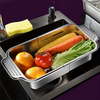 Heavy-duty stainless steel retractable sink strainer basket - adjustable size