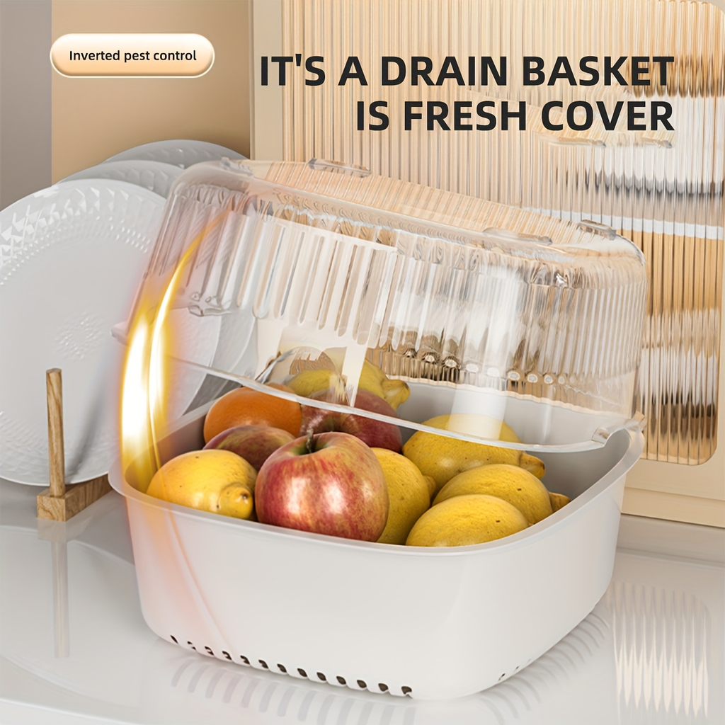 1pc Multifunctional Double Layer Drain Basket Vegetable Basket, Kitchen Use Washing Basin Rice Storage Water Basket, Plastic Draining Basket, Suitable for Kitchen, Living Room, Drainage Basket