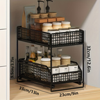 Large-capacity under-sink storage rack, multi-functional metal storage rack