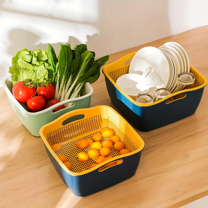 2-piece multi-functional plastic kitchen drain basket set