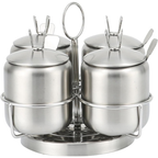 Stainless steel spice jar set with swivel rack, 12 oz/350 ml, 4-piece set