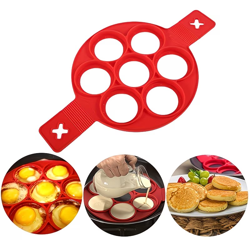 1 silicone non stick pancake and egg maker -4 cups of circular cooking tools