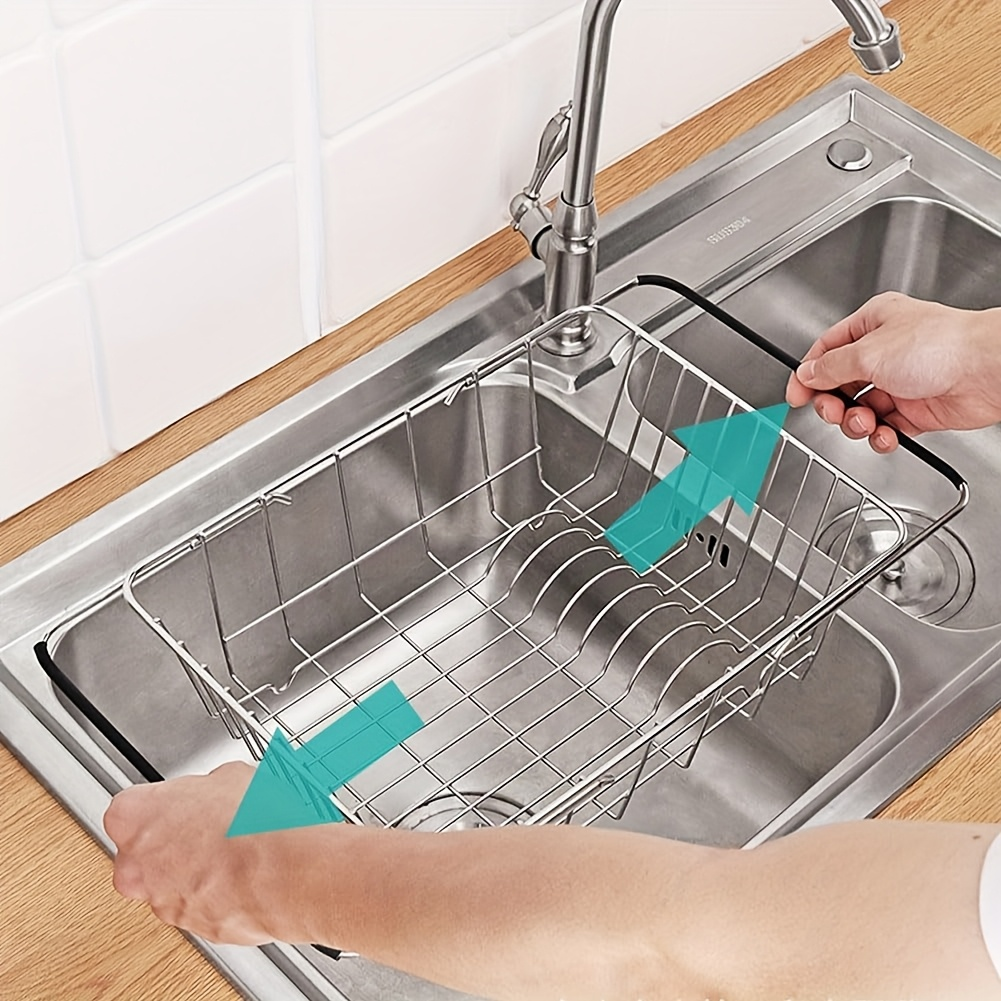 Stainless Steel Drain Basket - 3-in-1 Extendable Dish Drying Rack