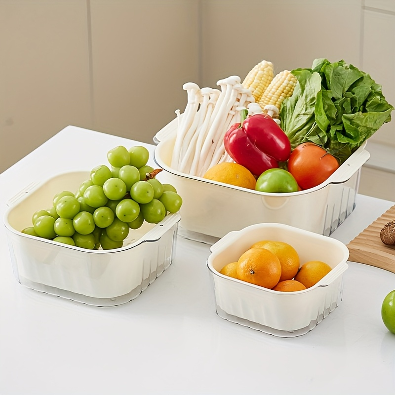 3-piece fruit and vegetable drain basket set, suitable for washing fruits and vegetables