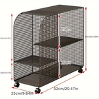 Under-desk rolling bookshelf storage rack - Heavy-duty metal rolling storage trolley