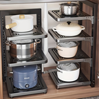 Kitchen cabinet sink under-pane pot, pan, and bowl storage rack