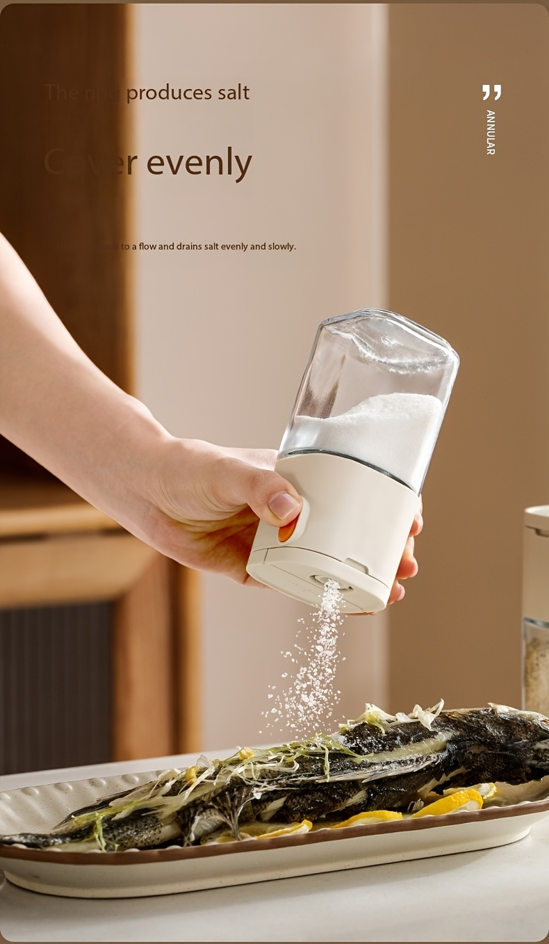 Household metering salt bottle, double-mouth metering control salt spray seasoning can