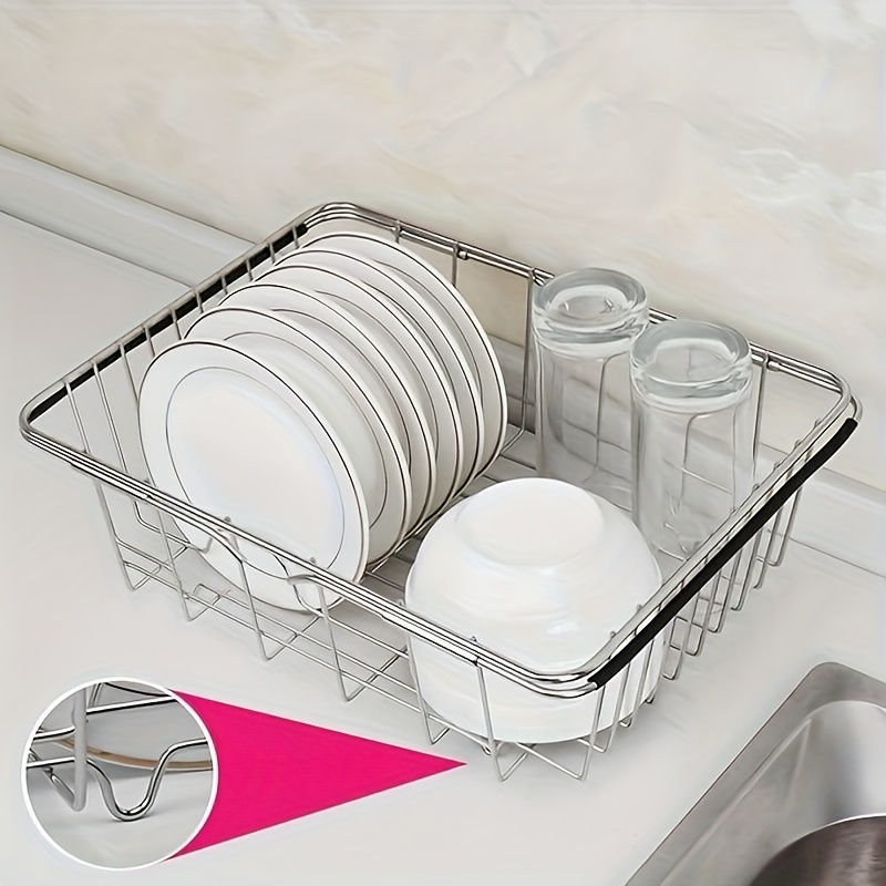 Stainless Steel Drain Basket - 3-in-1 Extendable Dish Drying Rack