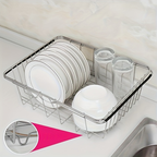 Stainless Steel Drain Basket - 3-in-1 Extendable Dish Drying Rack
