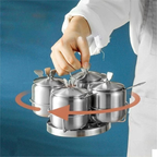 Stainless steel spice jar set with swivel rack, 12 oz/350 ml, 4-piece set