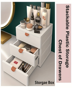 Modern white stackable plastic storage drawers – 2/3/4 tier storage rack