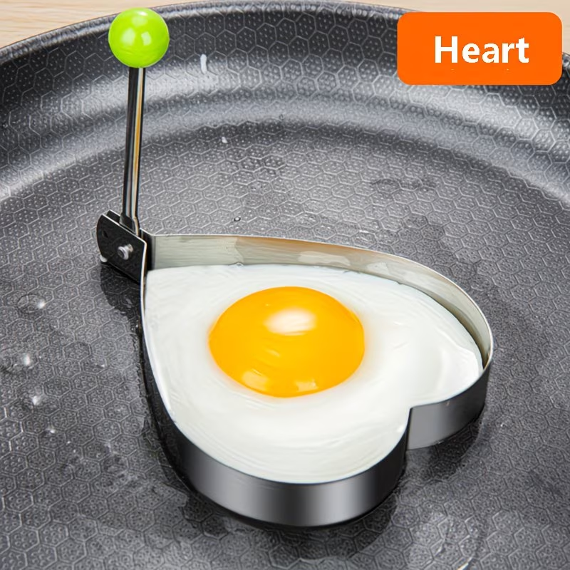 4-piece stainless steel egg mold set - heart-shaped, star shaped, floral, circular