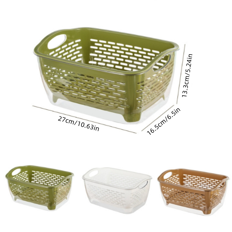 2-piece double-layer vegetable washing basin and drain basket kitchenware set