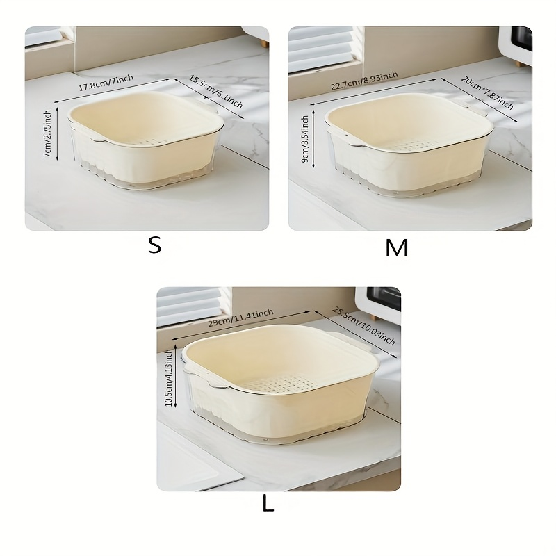 3-piece fruit and vegetable drain basket set, suitable for washing fruits and vegetables