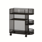 Three-tier metal bookshelf with casters - a space-saving under-desk storage organizer.